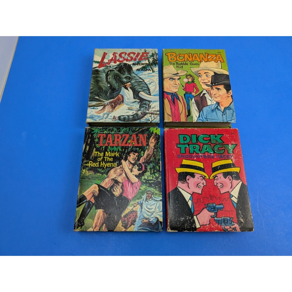 Vintage 1967 Whitman Big Little Book Lot of 4 Tarzan Bonanza Dick Tracy Lassie